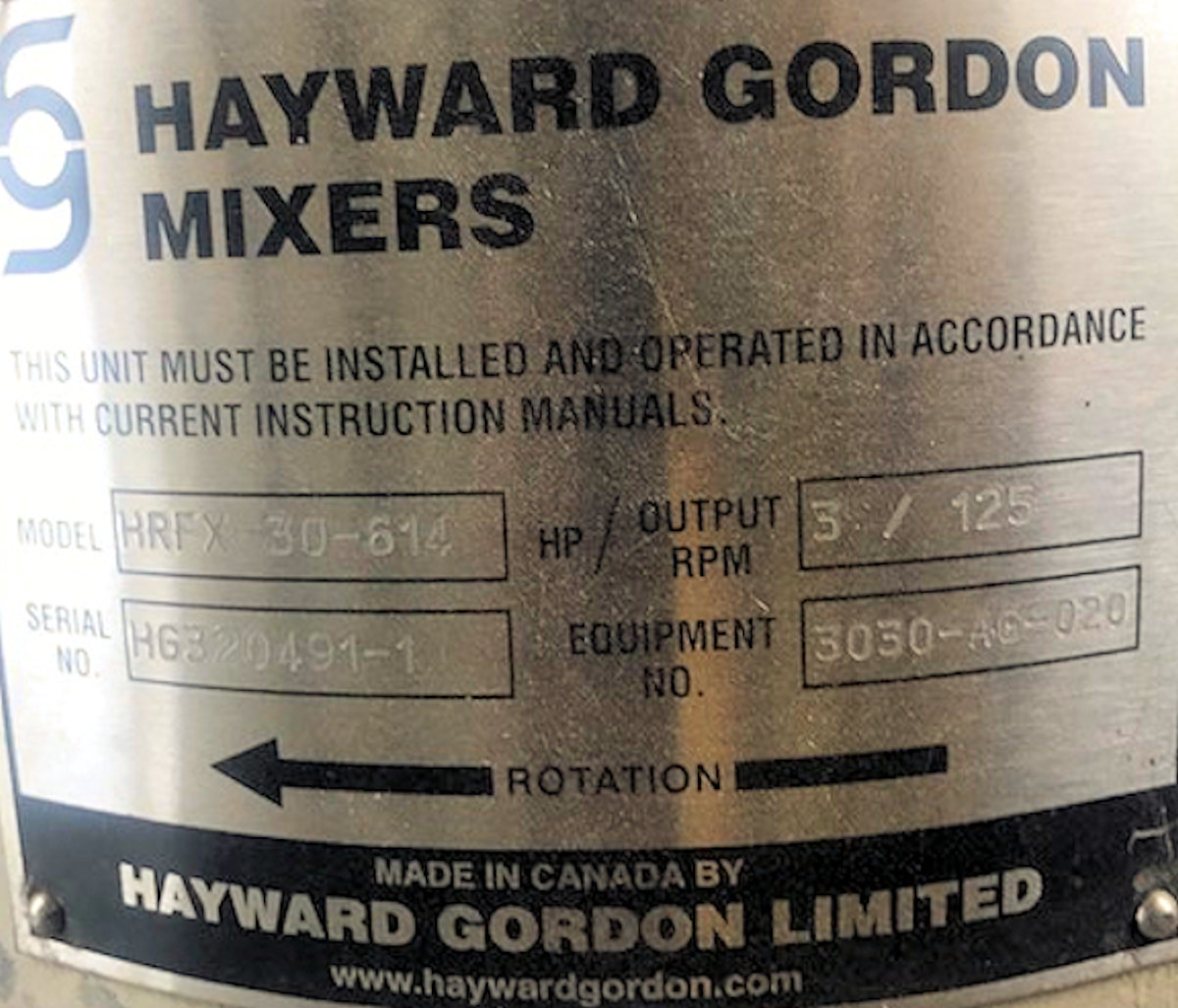 3 Units - Unused Hayward Gordon Model Hrfx-30-614agitators With 3 Hp Motor)